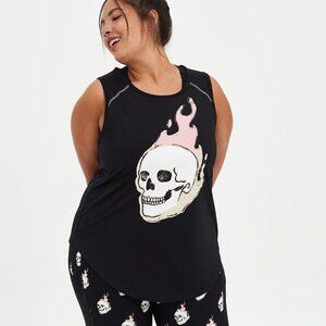 Torrid Tech Jersey Sleeveless Active Tank 2x flaming skull